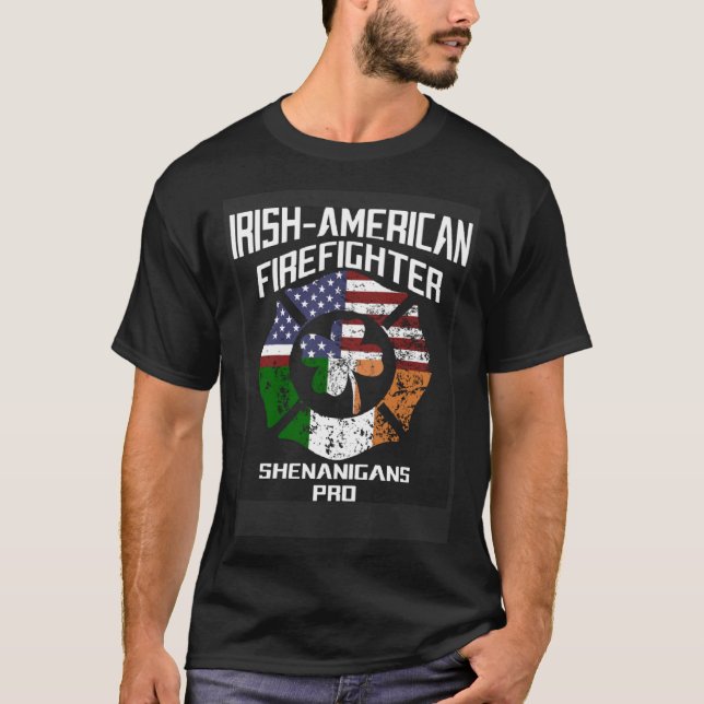 Camiseta Irish American Firefighter Shenanigans Pro St Patr (Frente)