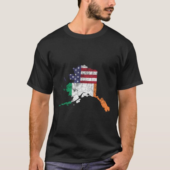 Camiseta Irish American Flag Alaska Dia de São Patrício Vin (Frente)