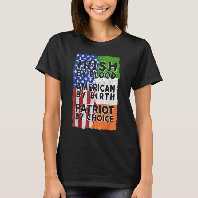 Camiseta Irish American Flag Celtic Cross Funny St Patrick' (Frente)