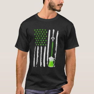 Camiseta Irish American Flag Draft Beer Shamrock Rua Patric