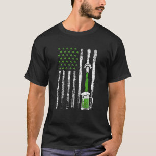 Camiseta Irish American Flag Draft Beer Shamrock Rua Patric