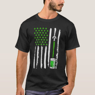 Camiseta Irish American Flag Draft Beer Shamrock Rua Patric