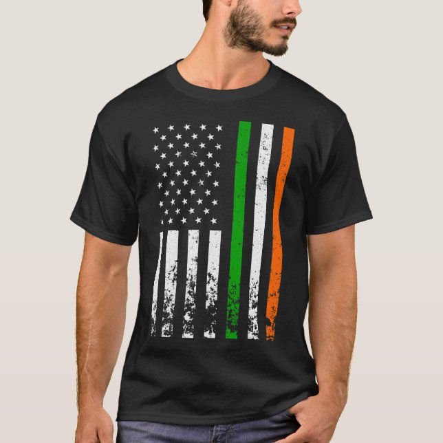 Camiseta Irish American Flag Ireland Flag DIA DE SÃO PATRÍC (Frente)