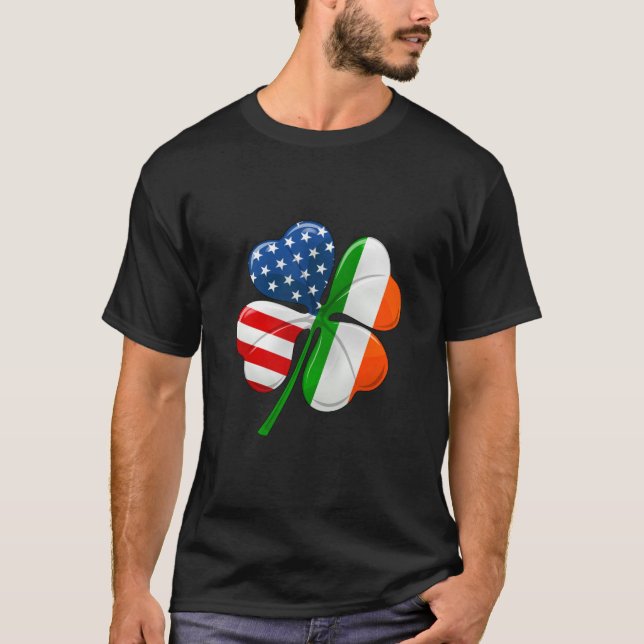 Camiseta Irish American Flag Ireland Flag DIA DE SÃO PATRÍC (Frente)