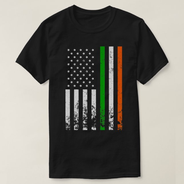 Camiseta Irish American Flag Ireland Flag DIA DE SÃO PATRÍC (Frente do Design)