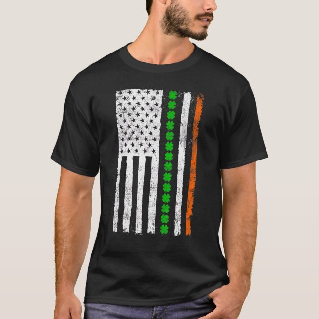 Camiseta Irish American Flag Ireland Shamrock St Patricicks (Frente)