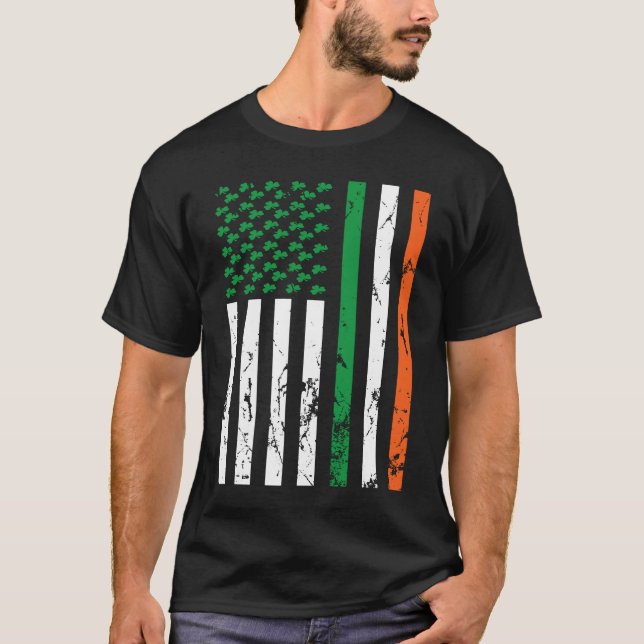 Camiseta Irish American Flag Ireland St Patrick's Day Funny (Frente)