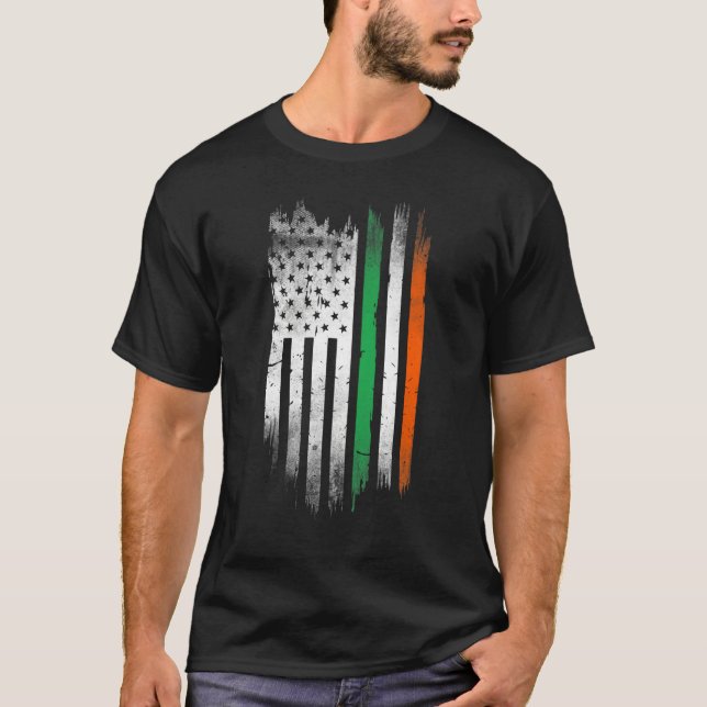 Camiseta Irish American flag Patrick's day cool Ireland fla (Frente)