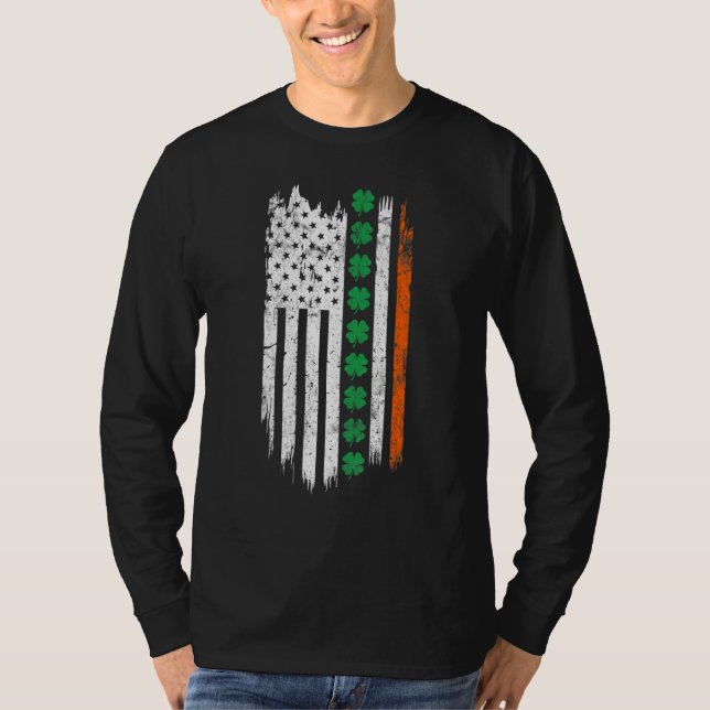 Camiseta Irish American flag Patrick's day Ireland Shamrock (Frente)