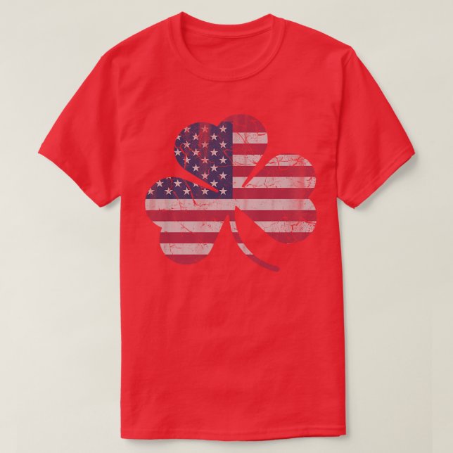 Camiseta Irish American Flag Shamrock (Frente do Design)