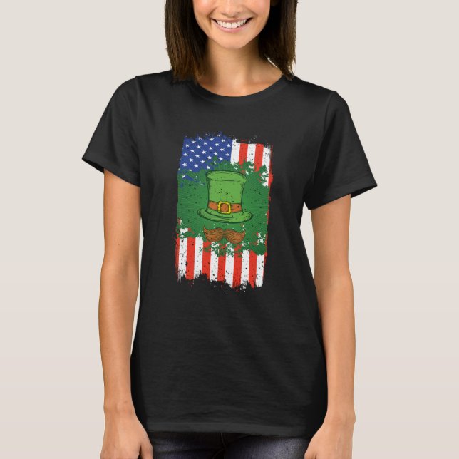 Camiseta Irish American Flag Shamrock Dia de São Patrício M (Frente)