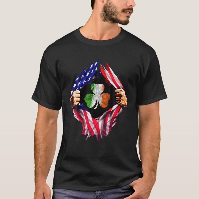 Camiseta Irish American Flag Shamrock ST PATRICKS DAY (Frente)