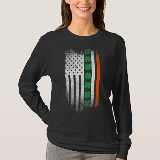 Camiseta Irish American flag Shamrock Stripes Cool Ireland  (Frente)