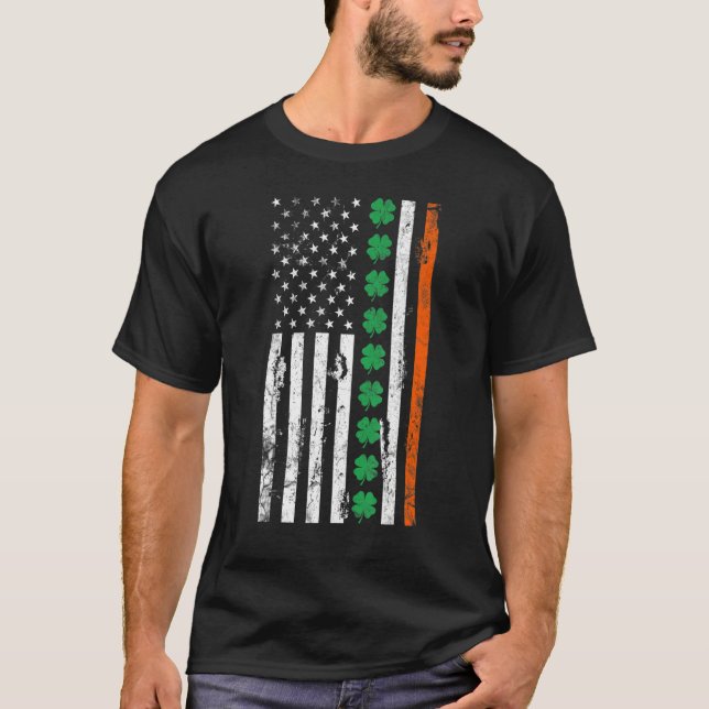 Camiseta Irish American flag Shamrock Stripes Cool Ireland  (Frente)