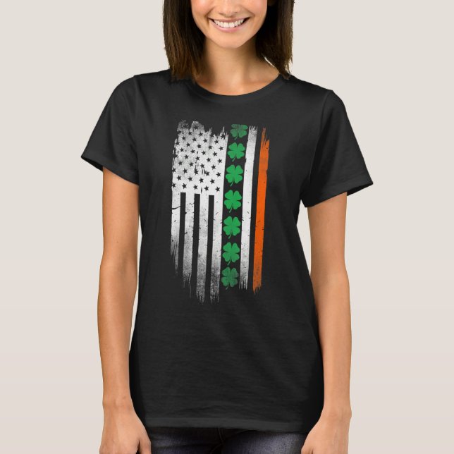 Camiseta Irish American flag Shamrock Stripes Cool Ireland  (Frente)