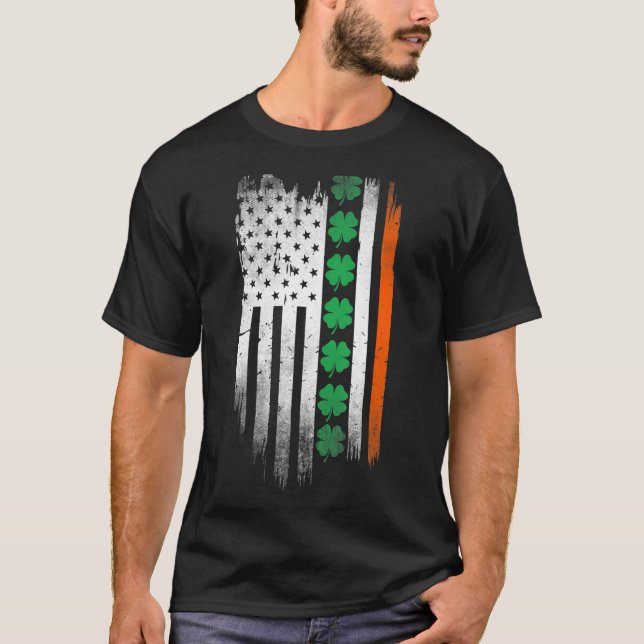 Camiseta Irish American flag Shamrock Stripes Cool Ireland  (Frente)