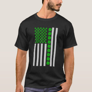 Camiseta Irish American Flag Shamrock Vintage Happy Rua Pat