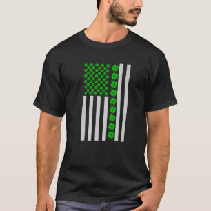 Camiseta Irish American Flag Shamrock Vintage Happy Rua Pat