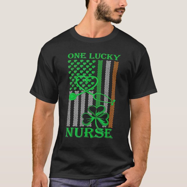 Camiseta Irish American Flag St Patrick's Day One Lucky Nur (Frente)