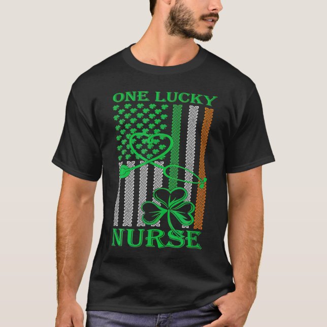 Camiseta Irish American Flag St Patrick's Day One Lucky Nur (Frente)