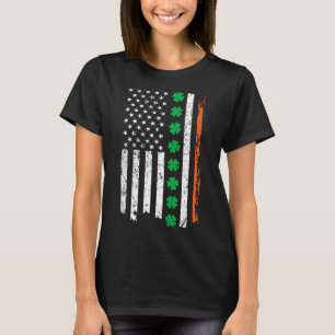 Camiseta Irish American Flag w Irish Irish Shamrocks