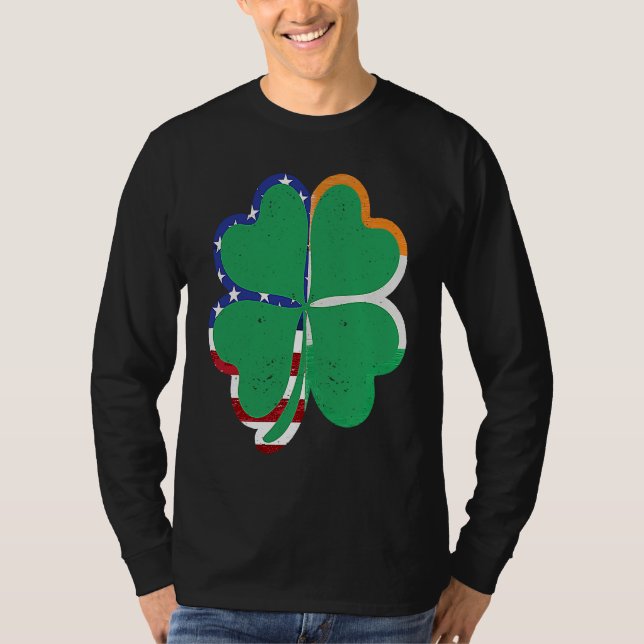 Camiseta Irish American Ireland Flag ST PATRICKS DAY Lucky  (Frente)