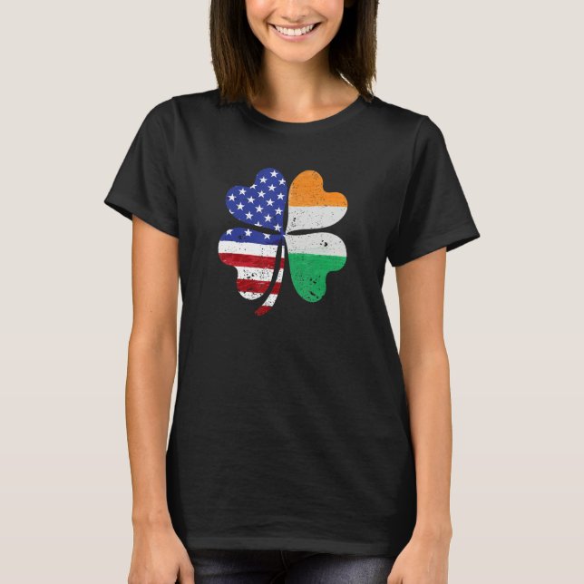 Camiseta Irish American Ireland Flag ST PATRICKS DAY Lucky  (Frente)