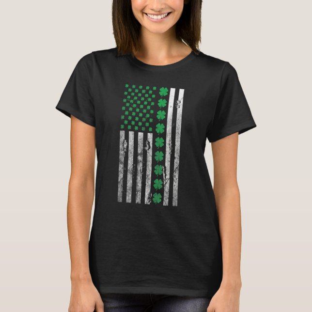 Camiseta Irish American Shamrock flag saint Paddys patty Ir (Frente)