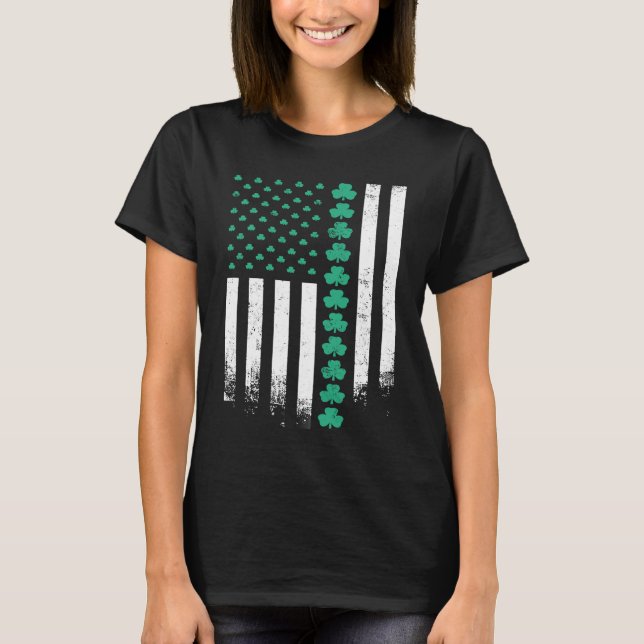 Camiseta Irish American Shamrock U S American Flag Rua Patr (Frente)