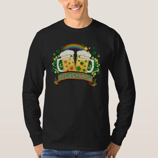 Camiseta Irish Beer and Shamrocks Rainbow and Beers St Patr (Frente)