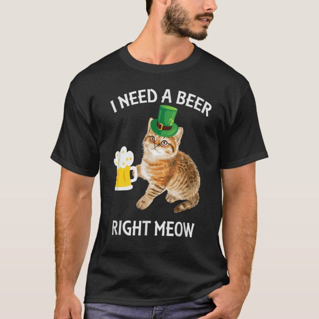 Camiseta Irish Beer Cat TShirt St Patricks Day Drinking (Frente)