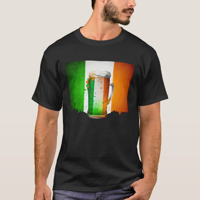 Camiseta Irish Beer Ireland Flag St Patricks Day Shamrock D (Frente)