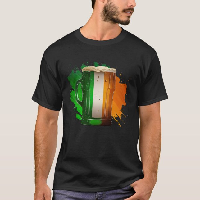 Camiseta Irish Beer Ireland Flag St Patricks Day Shamrock D (Frente)