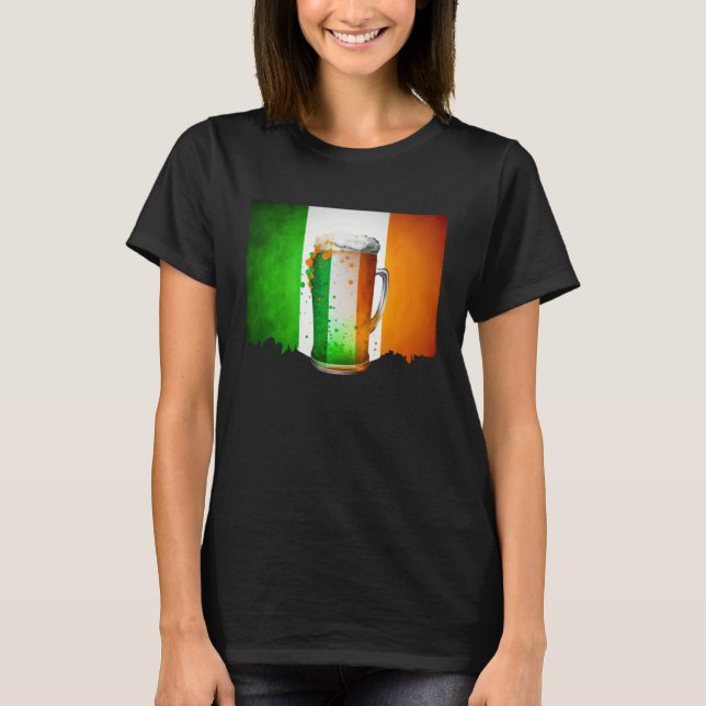 Camiseta Irish Beer Ireland Flag St Patricks Day Shamrock D (Frente)