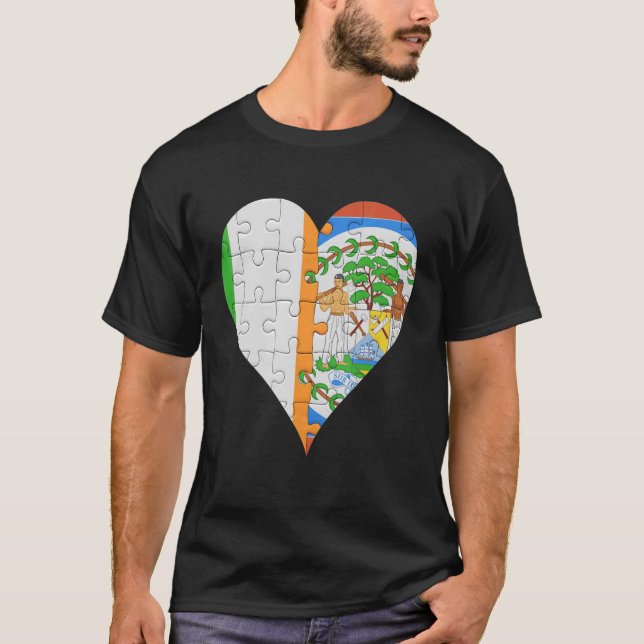 Camiseta Irish Belizean Flag Heart (Frente)