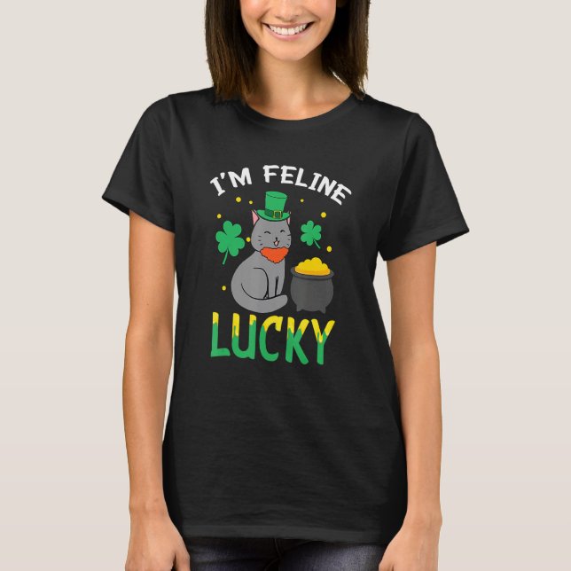 Camiseta Irish Cat Leprechaun I'm Feline Lucky Cat St Patri (Frente)