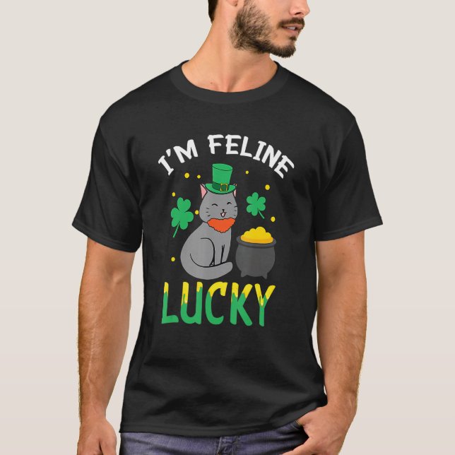 Camiseta Irish Cat Leprechaun I'm Feline Lucky Cat St Patri (Frente)