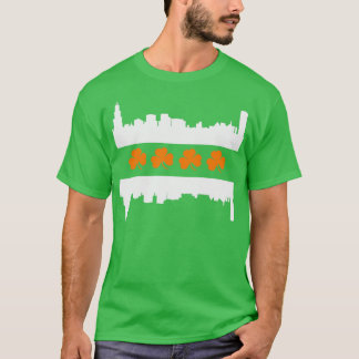 Camiseta Irish Chicago Skyline Flag
