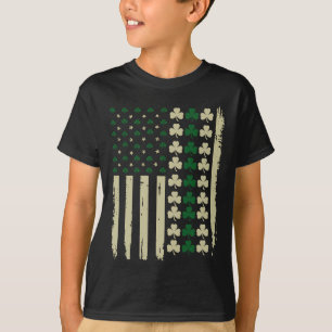 Camiseta Irish Clover Flag, Rua americana Retro Shamrock. P