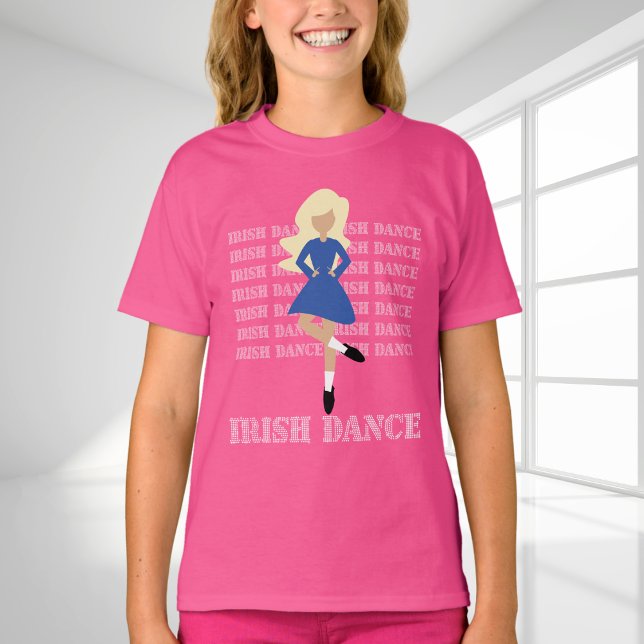 Camiseta Irish Dance Typografia Blonar Hair Dancer Irlandês (Criador carregado)