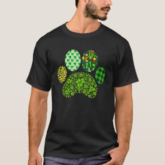Camiseta Irish Dog Paw Clovers St Patrick's Day Lucky Shamr