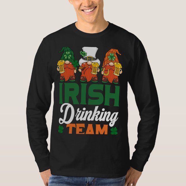 Camiseta Irish Drinking Team Drinking Beer Gnome  Patricks  (Frente)