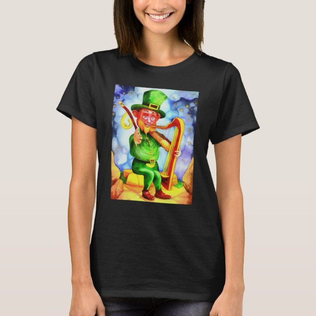 Camiseta Irish Elf With Fiddle and Harp (Frente)
