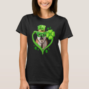 Camiseta Irish English Buldog Dog Love Shamrock Rua Patrick