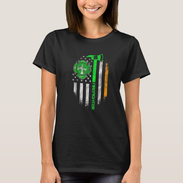 Camiseta Irish Firefighter St Patricks Day Shirt Fireman Pr (Frente)