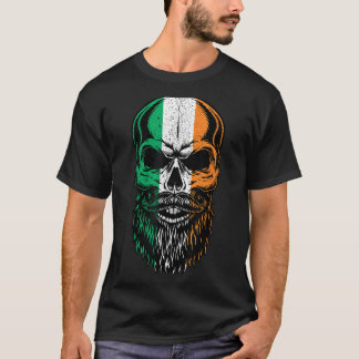 Camiseta Irish Flag Bearded Skull Head Saint Patrick's Day 