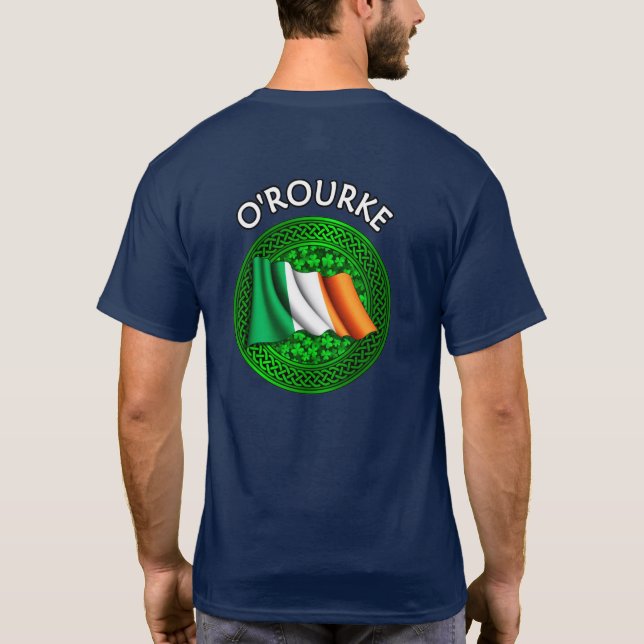 Camiseta Irish Flag Clover Celtic Knot - O'Rourke (Verso)