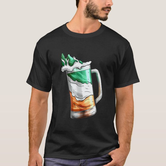 Camiseta Irish Flag Coloured Glass Of Beer On St Patricks D (Frente)