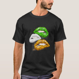 Camiseta Irish Flag Shamrock Biting Lábios Funny Rua Patric
