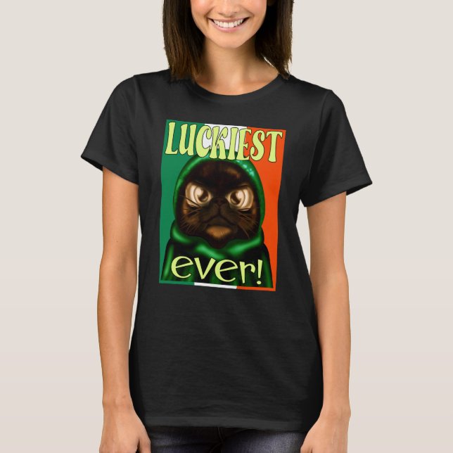CAMISETA IRISH FLAG ST PATRICK'S CAT (Frente)